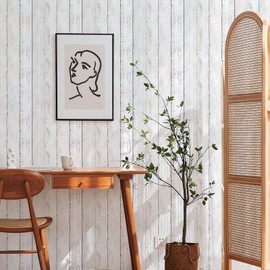 White Gray Wood Wallpaper 17.71" X 511" Peel and Stick Removable Decorative Vintage Wood Grey Plank Wall Paper Self-Adhesive Interior Vinyl Film Shiplap for Home Decoration