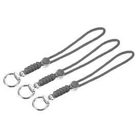 YOKIVE 3 Pcs Paracord Lanyard with Clasps, Wrist Keychain Cord Metal Hooks Straps | Great for Home Keys, ID Cards, Badge Holders (Gray, 9-Inch)