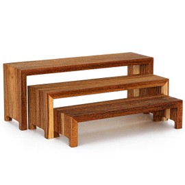 Shikova Gewürzregal aus natürlichem Akazienholz | Organizer mit 3 Ebenen | rutschfestes Regal für Gewürze und Gläser | Küchenschrank-Organizer | Display