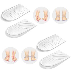 2 Pairs Medial & Lateral Heel Wedge Silicone Insoles - Corrective Adhesive Shoe Inserts for Foot Alignment, Knock Knee Pain, Bow Legs, Osteoarthritis(Large)