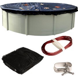 Winter Block Pool Leaf Net Cover for Above Ground Pools – 28 ft Round, Durable, Woven Polyethylene Material with Reinforced Edge – Lightweight, Easy to Put On, Take Off, and Store