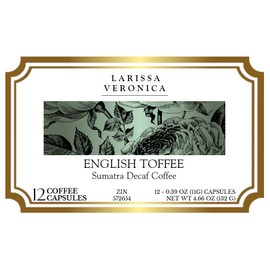 English Toffee Sumatra Decaf Coffee (Single Serve K-Cup Pods) (Gourmet, Naturally Flavored, Whole Coffee Beans) (12 pods, ZIN: 572654) - 2 Pack