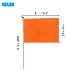 PATIKIL 8x5 Inch Mini Plain Flags, 12 Pack Solid Blank Flags Small Hand Held Graffiti Flag for DIY Birthday Party Celebration Opening, Orange