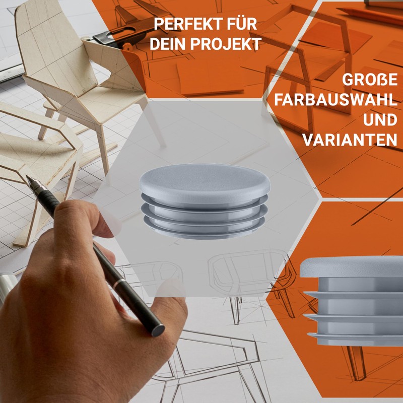 Lamellar plugs End caps for round pipe 50 mm 10