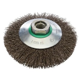 RHODIUS EKBW | 1 x Piece Diameter 100 mm Taper Brush Stainless Steel | Wavy Wire 0.3 mm, M14, Wire Brush Angle Grinder, Cleaning Brush, Steel Brush
