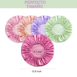 4pcs Gorro para Baño Mujer,Gorro de Ducha Reutilizable Impermeable de Doble Capa con Gorro de Protección de Cabello Femenino Elástico Forrado de EVA para Baño,Barbería, Tapa de Humo de Cocina (4 Negro)