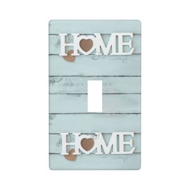 Rustic Vintage Farm Country Turquoise Teal Indigo Blue Wood Plank Wooden Home 1 Gang Single Toggle Decorative Light Switch Wall Plates Midway Size Electrical Outlet Cover Receptacle Plug Face Plate