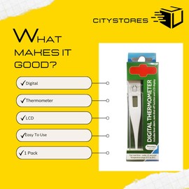 Citystores® Highly Accurate Digital Medical Thermometer For Adults & Children Fast Reading, Waterproof Tip, Fever Indicator Oral, Rectal, Underarm Use