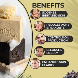 GIBI Pine Tar Soap - Moisturizing Pine Tar Soap Bar for Face & Body - Soothes Skin - Pure Cleansing Pine Juniper Soap for All Skin Types