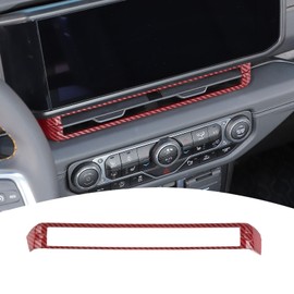 PDKLIN for 2024 Jeep JL Dash Center Air Vent Trim Cover Red Carbon Fiber Compatible with 2024 Jeep Wrangler JL JLU & Gladiator JT Red Carbon Fiber Interior Accessories