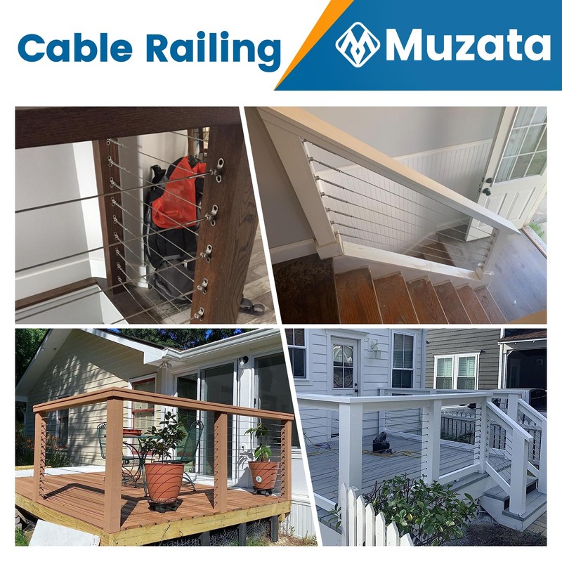 Muzata 30 Pairs 1/8" Cable Railing Hardware Kit Swage Toggle