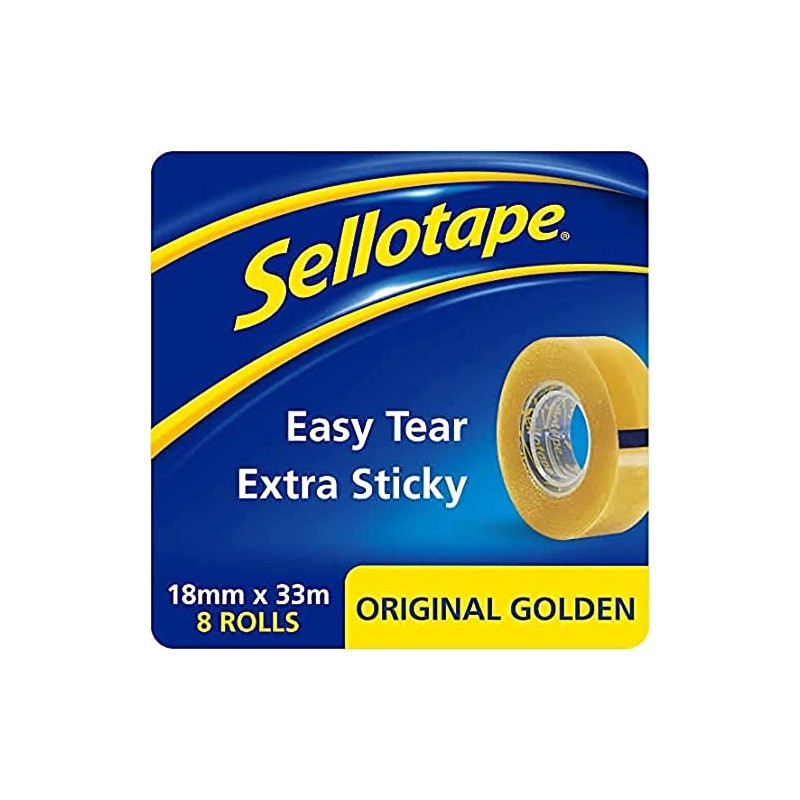 Sellotape Original Golden Tape Roll Non-static Easy-tear Small 18mmx33m Ref