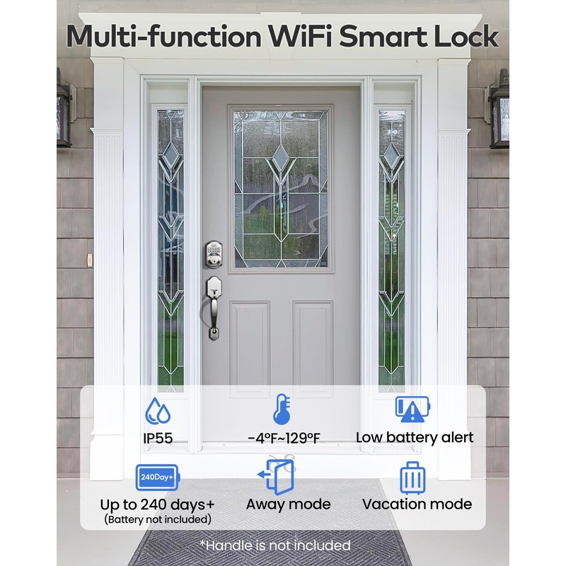 TEEHO WiFi Smart Lock TE012W, Fingerprint Door Lock with Built-in