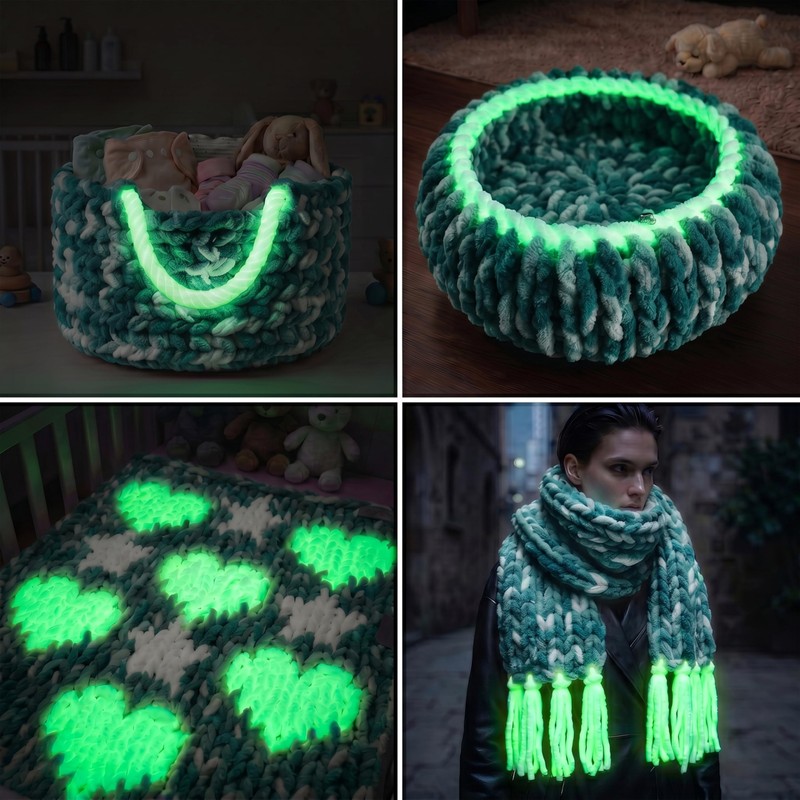 8 Pack Chunky Yarn for Hand Knitting Include 1 Glow