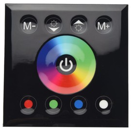 Wanjorlay DC12V-24V RGB/RGBW Wall Mounted Touch Panel Controller Glass Panel Dimmer Switch Controller for LED Strips Lamp Black