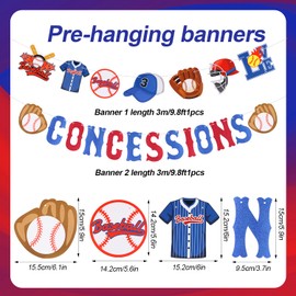 2pcs Baseball Banner, Pre-Strung Baseball Party Decorations Baseball Birthday Concessions Supplies for Sports Themed Party Backdrop