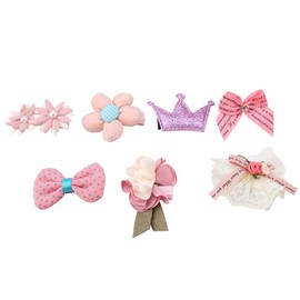 7Pcs/Set Lovely Pets Hair Clips Bow Clip Hairpins Cats Small Dogs Hair Accessories (Pink)