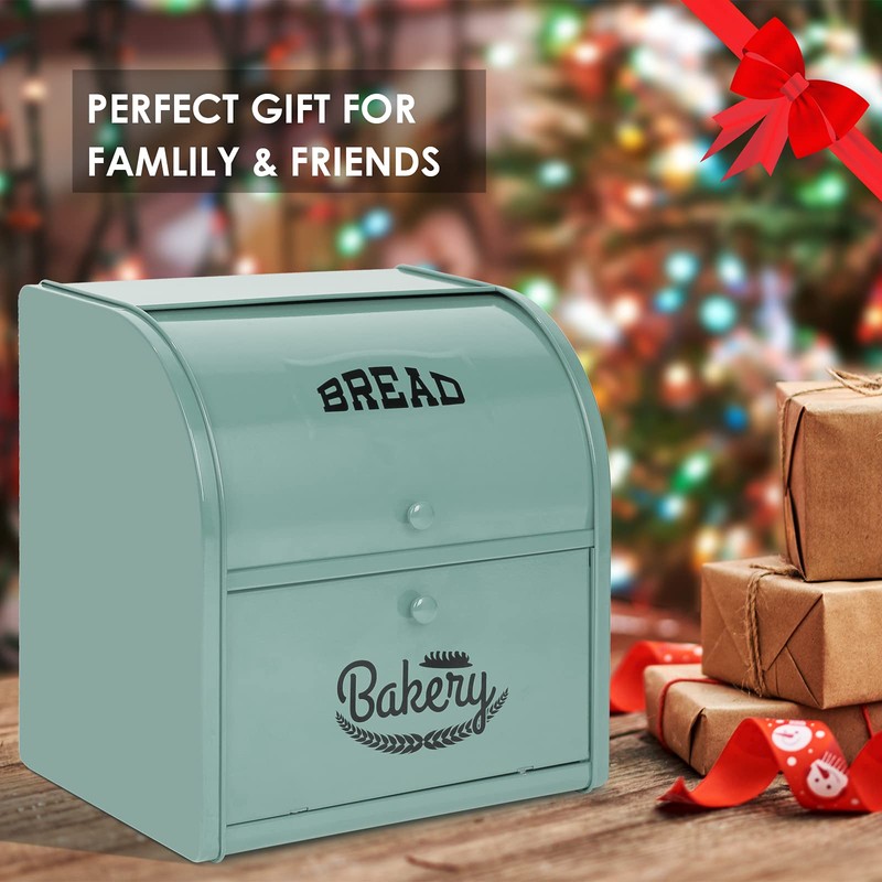 Pitmoly Stainless Steel Bread Box, 2 Layer Roll Top Bread