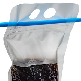 DISPOSABULL 16 oz. Plastic Drink Pouches w/Straws, Pack of 100