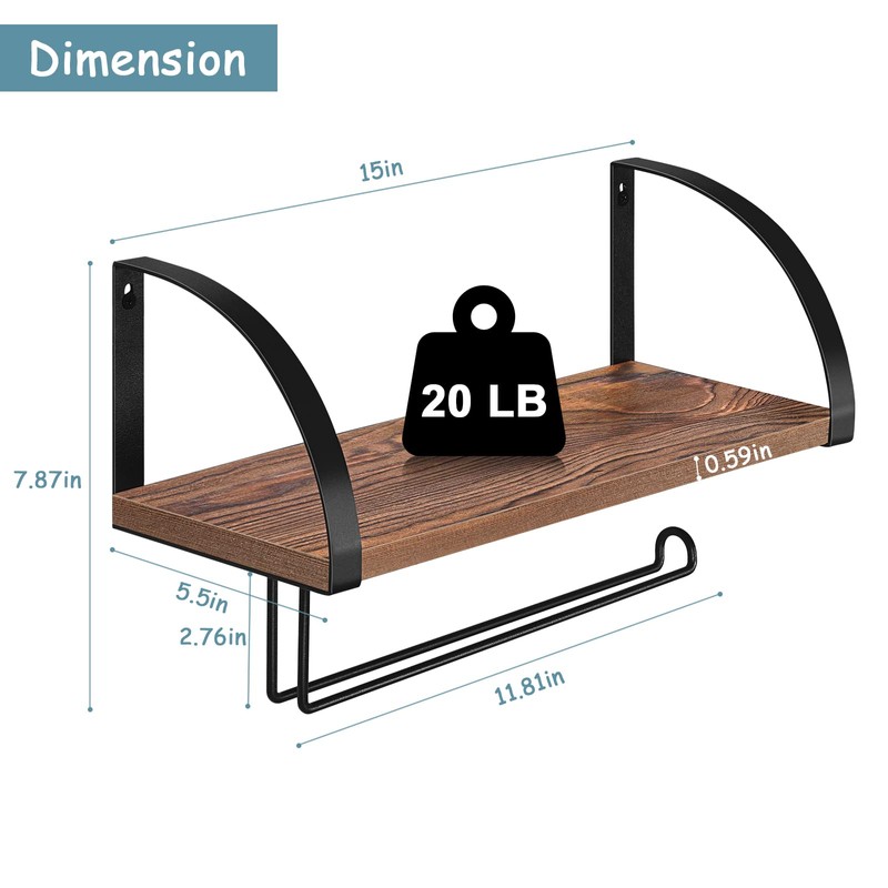 Paper Towel Holder Wall Mount Farmhouse Wood Paper Towel Holder