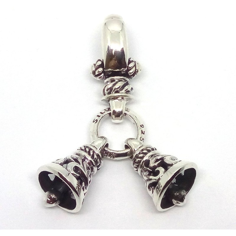 FORTUNA Twin Cranbell Silver 925 Key Chain Charm, Sterling Silver,