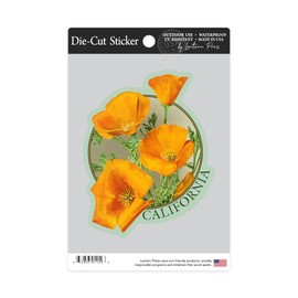 Die Cut Sticker California, Poppy Flowers, Contour Vinyl Sticker 3 to 6 inches, (Waterproof Decal for Cars, Water Bottles, Laptops, Coolers), Large