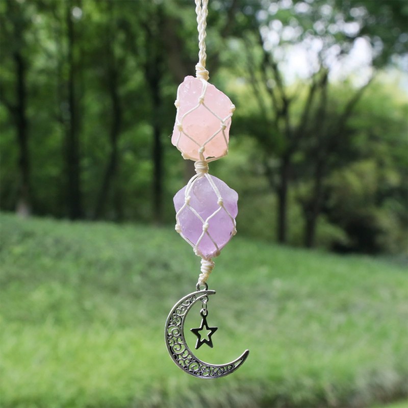 Rose Quartz Amethyst Pendant Crystal Car Hanging Ornament Hanging Car