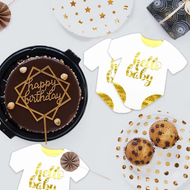 DYLIVeS Hello Baby Napkins, Gold Foiled Baby Shower Cocktail Party