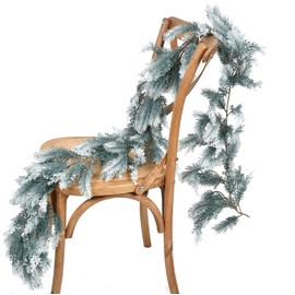 DearHouse Pine Garland Christmas Decoration, 6Ft Winter Artificial Greenery Garland White Garland for Holiday Season Mantel Fireplace Table Runner Centerpiece Decor