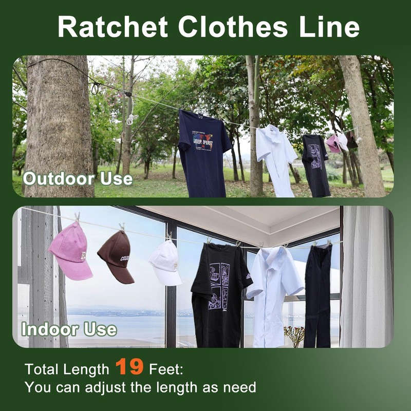 Vigorport Retractable Travel Clothesline, Portable Clothes Line Heavy Duty Rope