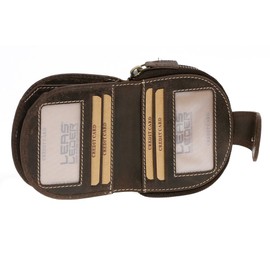 Ladies Wallet with outside zip LEAS, Genuine Leather, brown - ''LEAS Vintage-Collection''