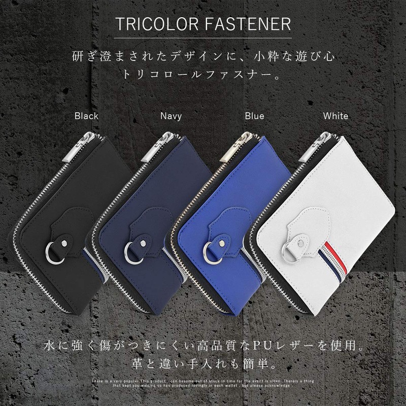 Daylight dl-1043 Men's Bi-fold Wallet with L-Shaped Zipper, blue