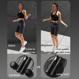Ropeless Skipping Rope, Cordless Skipping Ropes for Adults, Wireless Skipping Rope with Counter,Weighted Skipping Rope without Rope for Home Workout Equipment,Smart Digital Gravity Ball Jump Rope (A)