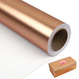 NESCCI Matte Metal Rose Gold Wrapping Paper, Solid Color Paper,Gift Wrapping Paper,Perfect for Wedding,Valentine's Day,Birthday, Christmas,Baby Shower (17.5 Inches X 32.8 Feet)