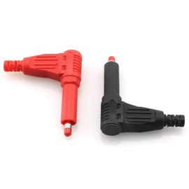 DGZZI 90 Degree Right Angle Banana Plug 4PCS 4mm Black and Red Shrouded Right Angle Plug Connector for Safety Test