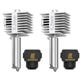 2PCS Upgrade A1 Mini/A1/A2L Hotend, 0.2mm Stainless Steel Nozzle Integrated Structure Hotend All-Metal Quick Swap Hot End Print Head Replacement Part for Bambu Lab A1/A1 mini/A2L 3D Printer