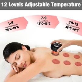 Electric Cupping Massager, Electronic Cupping Therapy, Cupping Device Electric Infrared, Smart Red Light Electric Cupping Therapy, Vacuum Cupping Massager with 12 Gears