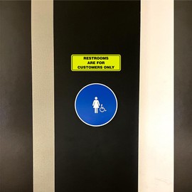 Standard Restrooms Are For Customers Only Door/Wall Sign - Brushed Gold - Large 2 Pack