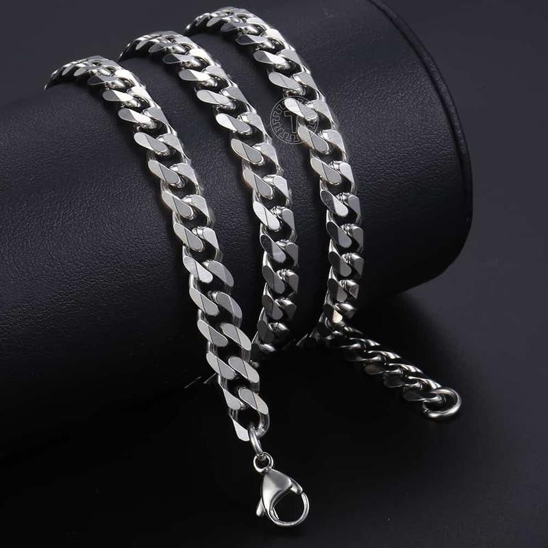 3/5/7/9/11mm Stainless Steel Silver Color Cuban Curb Chain Necklace Choker