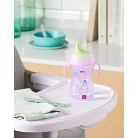 MAM Vaso Fun to Drink D121 270 ml Learning Cup with Spout and Lid for Babies from 8 Months, Pink