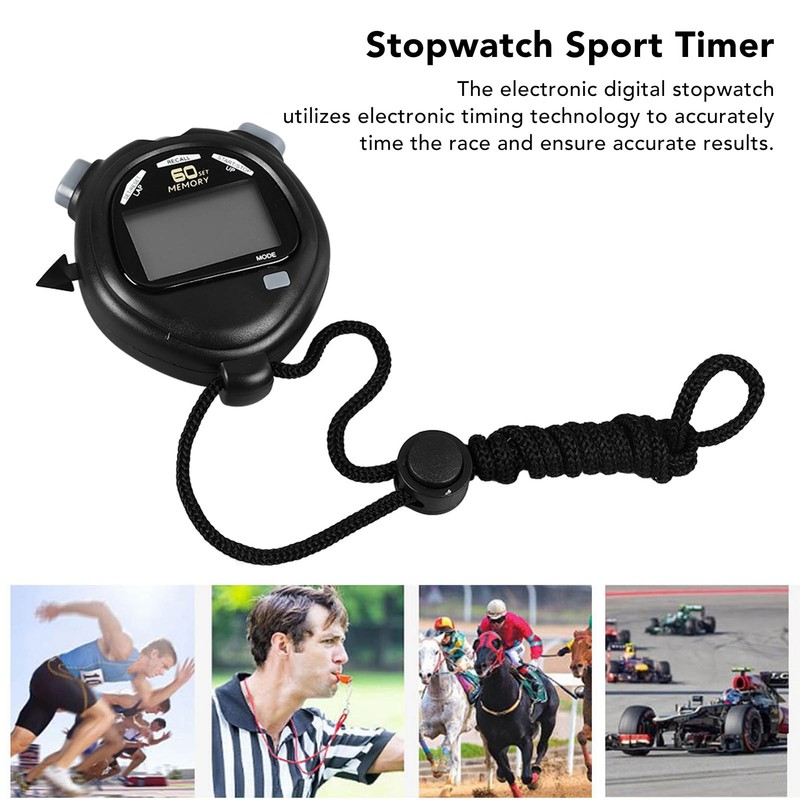 Stopwatch Timer 3 Rows and 60 Channels Larger Display Black