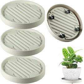 4 Packs 11 Inch Large Plant Caddy with Hidden Wheels Rolling Plant Stands Plant Dolly with Wheels Heavy Duty Plant Saucer with Wheels Plastic Plant Roller Base with 4 Invisible Casters for Indoor