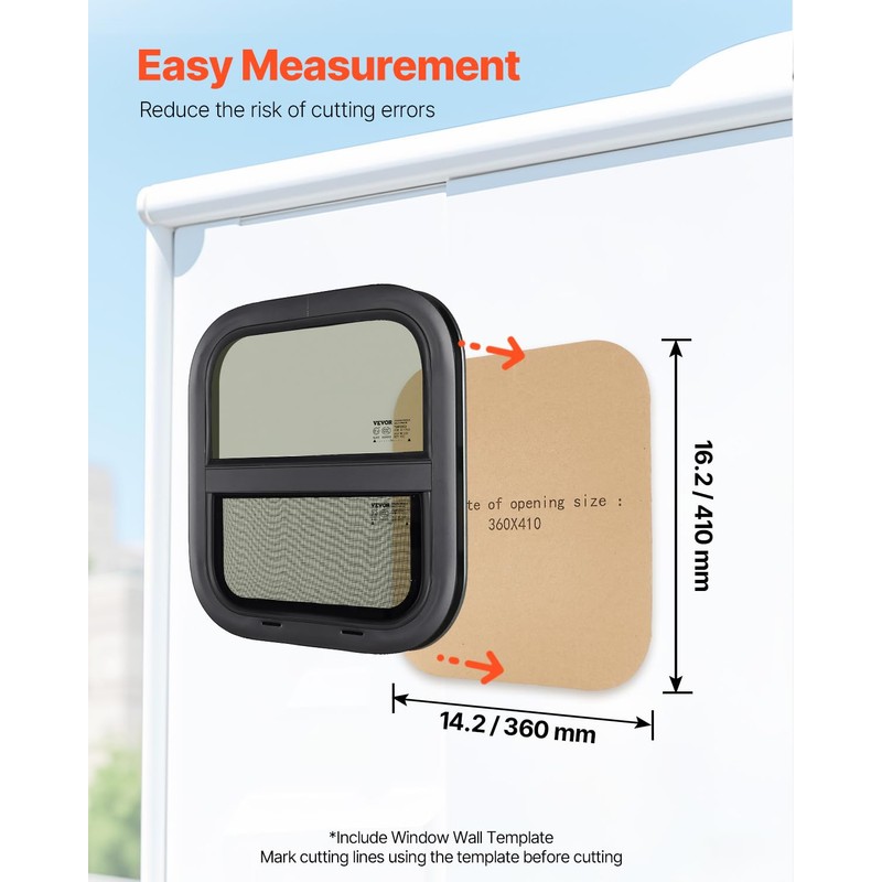 VEVOR Vertical RV Window, 14" W x 16" H Tinted