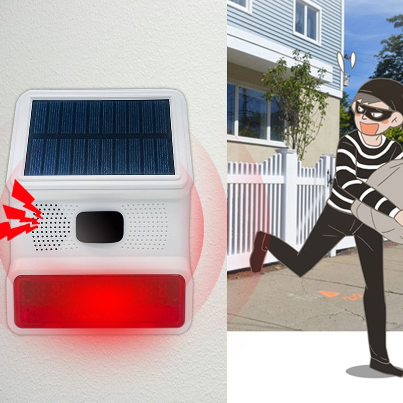 Solar Alarm Wireless DC 5V 433MHz 100dB Infrared Sensor IP65