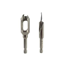 WoodOwl 58S-15 Plug Cutter/Countersink Set 4 mm (~5/32”) Pilot Hole and 12 mm (~15/32”) Countersink and Plug, Cuts Plugs with Cordless Drills