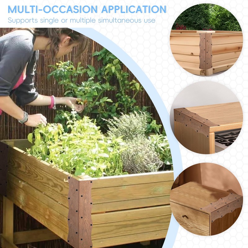 Set of 8 Raised Garden Bed Corner Brackets with Wood