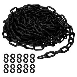 PATIKIL Plastic Chain,32 FEET Safety Barrier Chain for Crowd Control, 1/4inch(6mm) Black Plastic Chains Links for Queue Lines, Parking, Fences, Gate, Concerts, and Decoration
