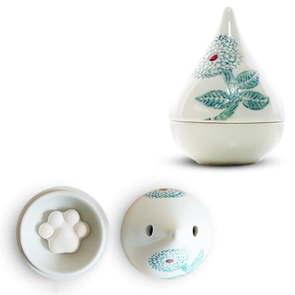 J-kitchens Hasami Ware Aroma Diffuser, Made in Japan, 2.2 x 3.1 inches (5.5 x 8 cm), Paw-shaped, Aroma Stone (Aroma Plate) with 5 Pieces Dahlia