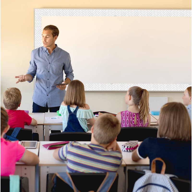 Teacher Created Resources Modern Farmhouse White Herringbone Straight Border Trim