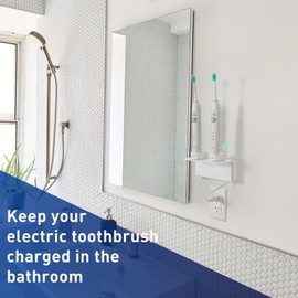 OAPRIRE Electric Toothbrush Holder for Bathroom, Acrylic Electric Toothbrush Holder Wall Mounted Come with Cable Organizer, Saving Space and Convenient Charging - White